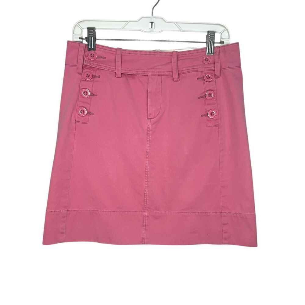 Anthropologie Paper Boy Women’s 4 A-Line Skirt Pink Short Button‎